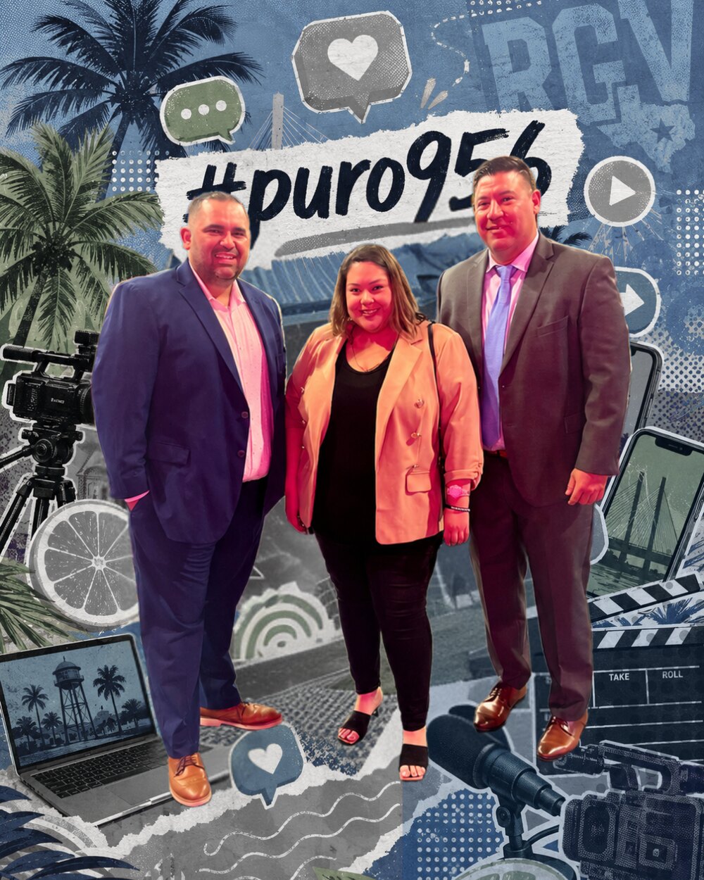 El equipo de Triggers Media en un collage con temática del Valle del Río Grande #puro956.